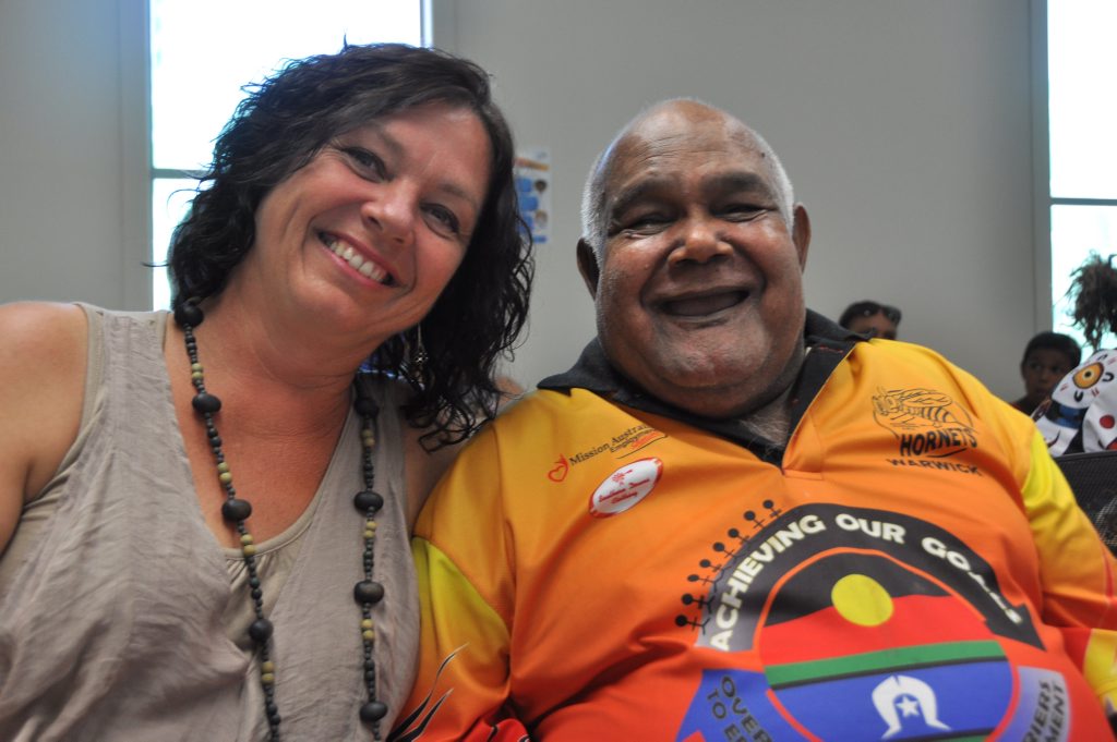 Toni Park with Carbal Medical Centre patient, Githabul elder Amos Close. Photo Jayden Brown / Warwick Daily News